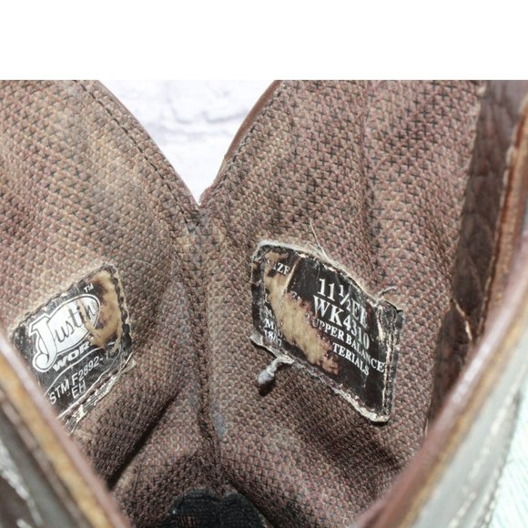 Justin Brown Leather Pull On Round Toe Mid Calf Western Boots Size 11.5 EE - Picture 8 of 9